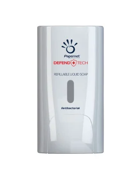 Dispenser da Parete Antibatterico Defend Tech Papernet - per Sapone Liquido e Gel - 22x11,6x13,9 cm - 416149 (Bianco)