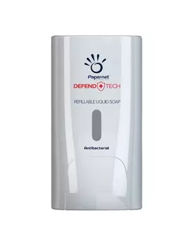 Dispenser da Parete Antibatterico Defend Tech Papernet - per Sapone Liquido e Gel - 22x11,6x13,9 cm - 416149 (Bianco)