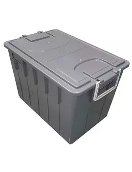 Cassa Multiuso con Coperchio e Maniglie Mobil Plastic - 58x38x38 cm - 60 Litri - 143/60-GRI (Grigio)