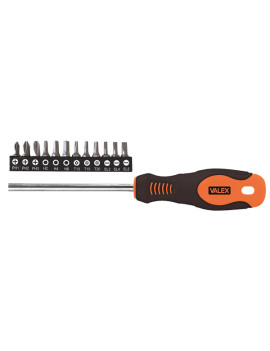 Cacciavite con Portainserto Magnetico Valex - Attacco da 1/4 di Pollice - 1463897 (Nero e Arancione)