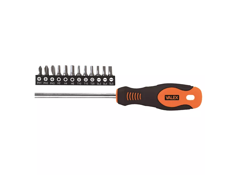 Cacciavite con Portainserto Magnetico Valex - Attacco da 1/4 di Pollice - 1463897 (Nero e Arancione)