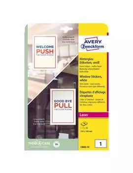 Etichette Adesive Rimovibili per Finestre Avery - 200x148 mm - L9002-10 (Bianco Conf. 10)