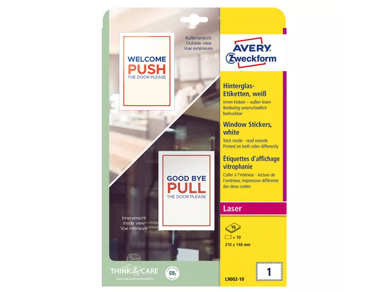 Etichette Adesive Rimovibili per Finestre Avery - 200x148 mm - L9002-10 (Bianco Conf. 10)