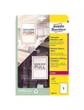 Etichette Adesive Rimovibili per Finestre Avery - 210x297 mm - L9001-10 (Bianco Conf. 10)