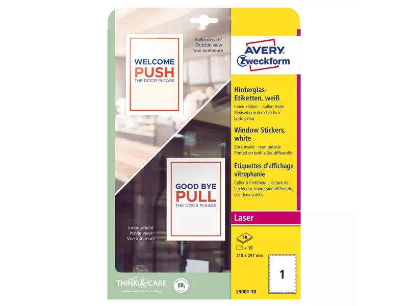 Etichette Adesive Rimovibili per Finestre Avery - 210x297 mm - L9001-10 (Bianco Conf. 10)