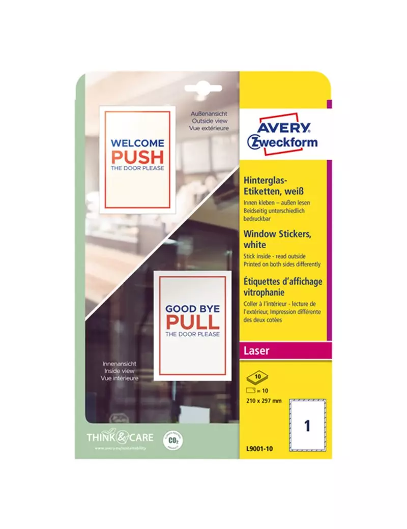Etichette Adesive Rimovibili per Finestre Avery - 210x297 mm - L9001-10 (Bianco Conf. 10) Etichette Adesive Rimovibili per Finestre Avery - 210x297 mm - L9001-10 (Bianco Conf. 10)
