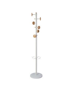 Appendiabiti da Terra con Portaombrelli Music Alba - 6+3 Posti - 175 cm - PMMUSIC BC (Bianco e Legno)