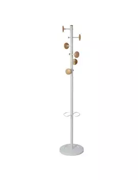 Appendiabiti da Terra con Portaombrelli Music Alba - 6+3 Posti - 175 cm - PMMUSIC BC (Bianco e Legno)