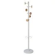 Appendiabiti da Terra con Portaombrelli Music Alba - 6+3 Posti - 175 cm - PMMUSIC BC (Bianco e Legno)