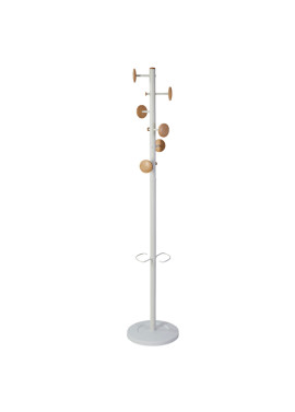 Appendiabiti da Terra con Portaombrelli Music Alba - 6+3 Posti - 175 cm - PMMUSIC BC (Bianco e Legno)