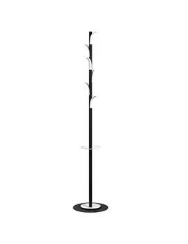 Appendiabiti da Terra con Portaombrelli Palm Springs Paperflow - 6 Supporti - 175 cm - K700020 (Nero e Bianco)