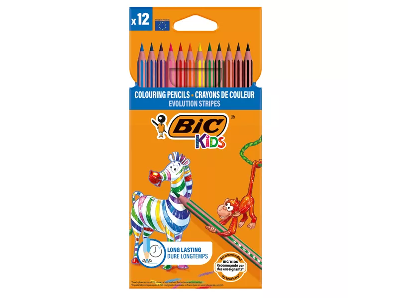 Matite Colorate Evolution Stripes Bic - 9505222 (Assortiti Conf. 12)