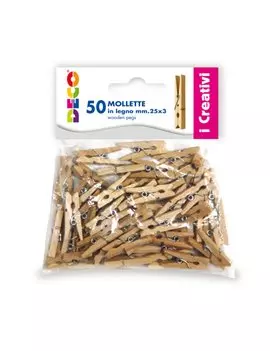 Mollette Naturali in Legno Deco CWR - 25 mm - 11687 (Naturale Conf. 50)