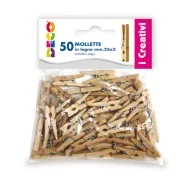 Mollette Naturali in Legno Deco CWR - 25 mm - 11687 (Naturale Conf. 50)