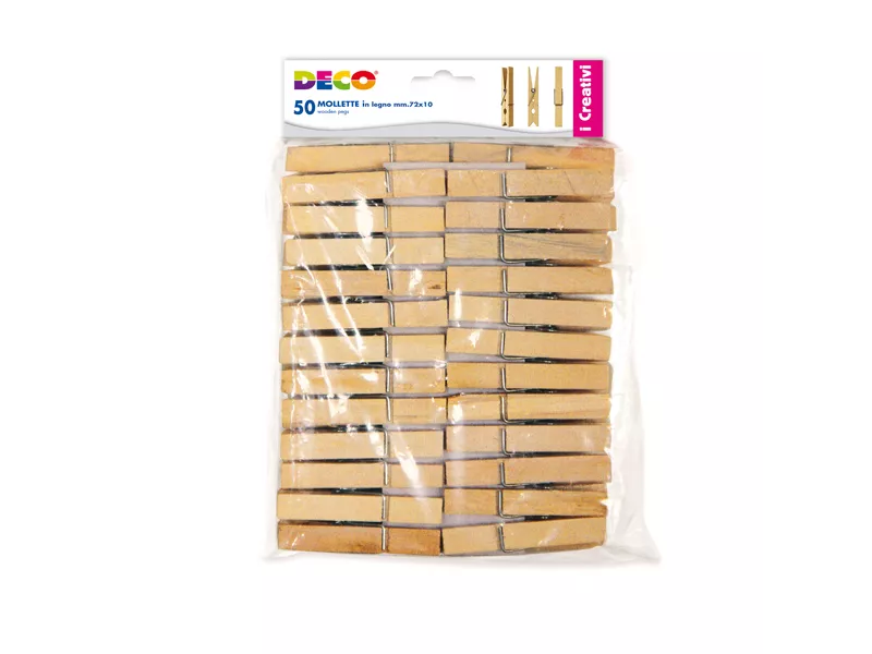 Mollette Naturali in Legno Deco CWR - 72 mm - 11689 (Naturale Conf. 50)