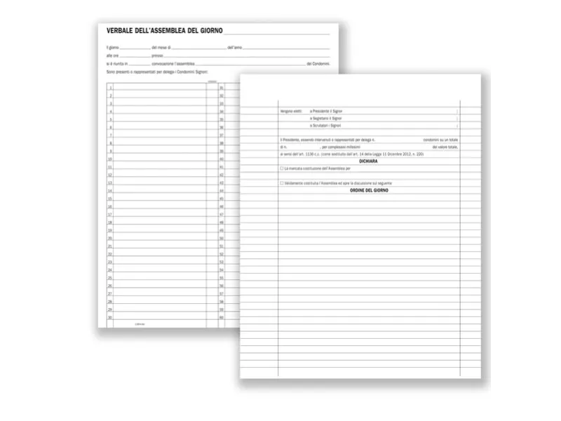 Registro Verbali Assemblee Condominiali Data Ufficio - 80 Pagine - 31x24,5 cm - DU136400000