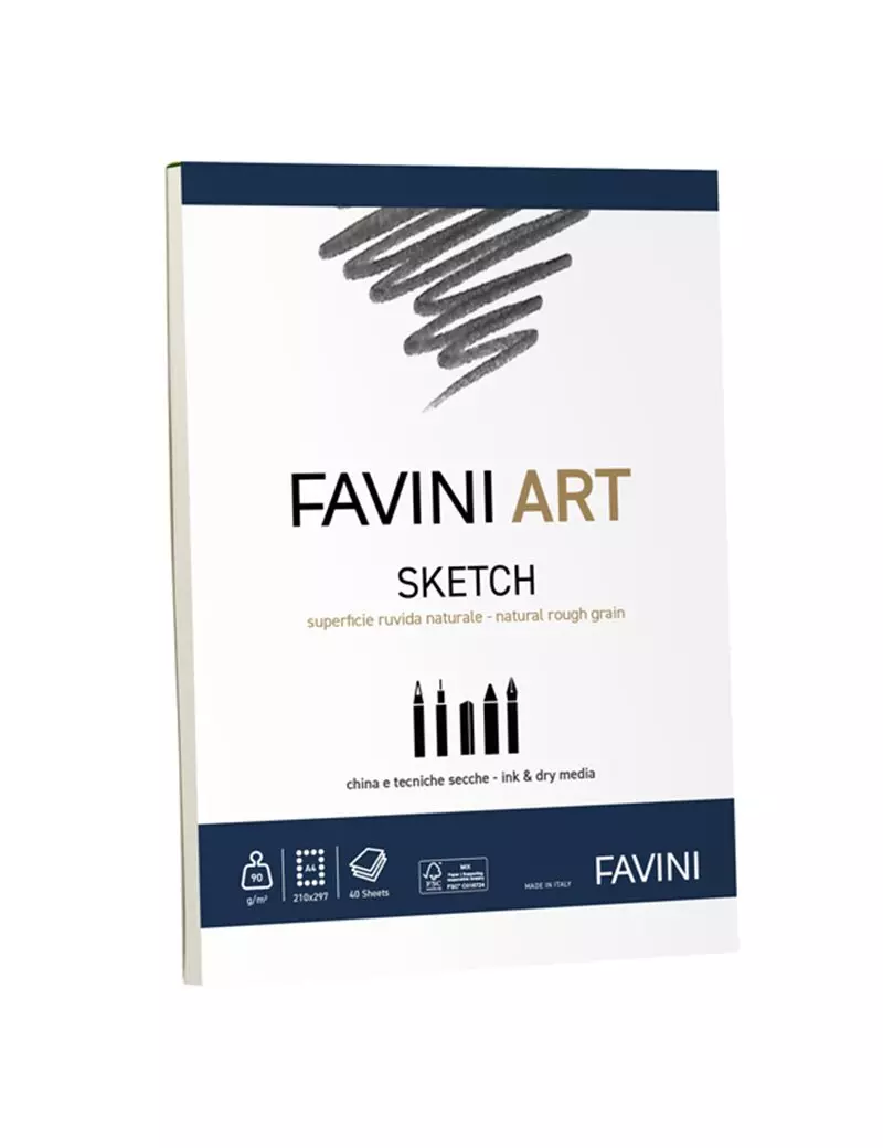 Album Collato Art Sketch Favini - A4 - 90 g - A420454 (Bianco) Album Collato Art Sketch Favini - A4 - 90 g - A420454 (Bianco)