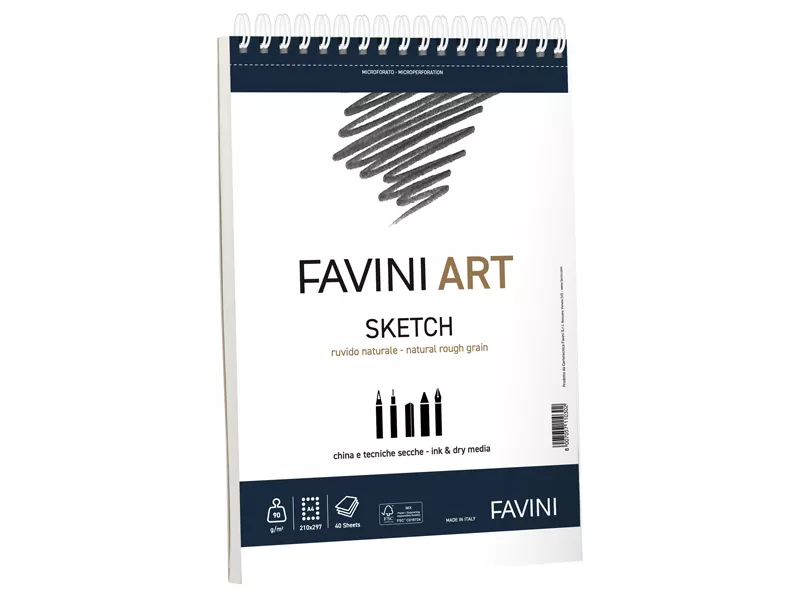 Album Spiralato Art Sketch Favini - 23x29,7 cm - 90 g - A290454 (Bianco)