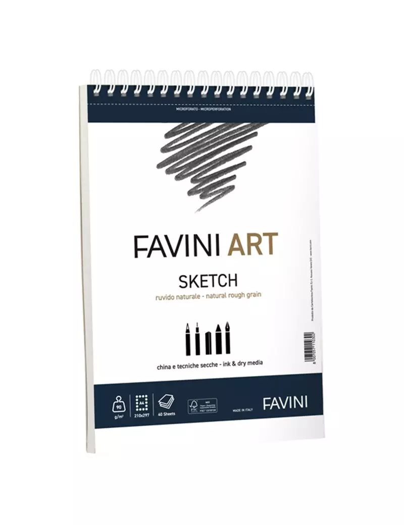 Album Spiralato Art Sketch Favini - 23x29,7 cm - 90 g - A290454 (Bianco) Album Spiralato Art Sketch Favini - 23x29,7 cm - 90 g - A290454 (Bianco)