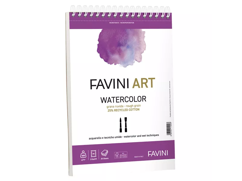 Album Spiralato Art Watercolor Favini - A4 - 300 g - A290024 (Bianco)