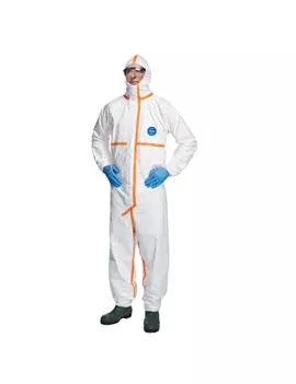 Tuta da Lavoro Tyvek 800J DuPont - Taglia M - Nastrature Arancioni - TY390.59.01-M (Bianco)