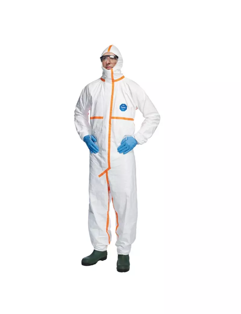 Tuta da Lavoro Tyvek 800J DuPont - Taglia M - Nastrature Arancioni - TY390.59.01-M (Bianco) Tuta da Lavoro Tyvek 800J DuPont - Taglia M - Nastrature Arancioni - TY390.59.01-M (Bianco)