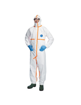 Tuta da Lavoro Tyvek 800J DuPont - Taglia XL - Nastrature Arancioni - TY390.59.01-XL (Bianco)