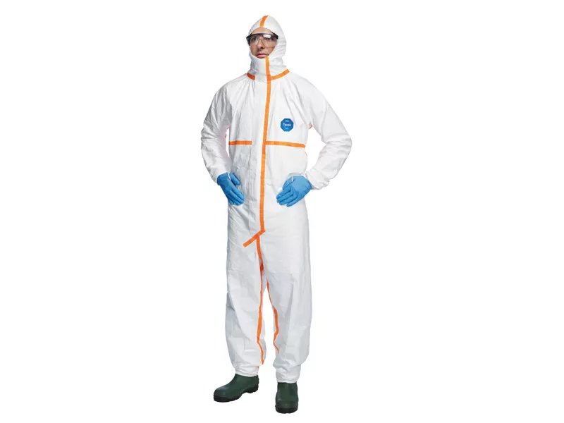 Tuta da Lavoro Tyvek 800J DuPont - Taglia XL - Nastrature Arancioni - TY390.59.01-XL (Bianco) Tuta da Lavoro Tyvek 800J DuPont - Taglia XL - Nastrature Arancioni - TY390.59.01-XL (Bianco)