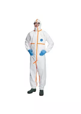 Tuta da Lavoro Tyvek 800J DuPont - Taglia XL - Nastrature Arancioni - TY390.59.01-XL (Bianco)