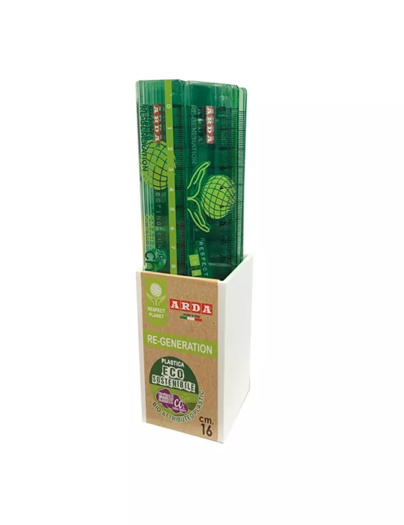 Righello Re-Generation Arda - 16 cm - RE15BAR (Verde Trasparente Conf. 24) Righello Re-Generation Arda - 16 cm - RE15BAR (Verde Trasparente Conf. 24)