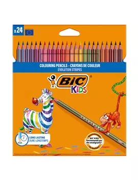 Matite Colorate Evolution Stripes Bic - 9505251 (Assortiti Conf. 24)