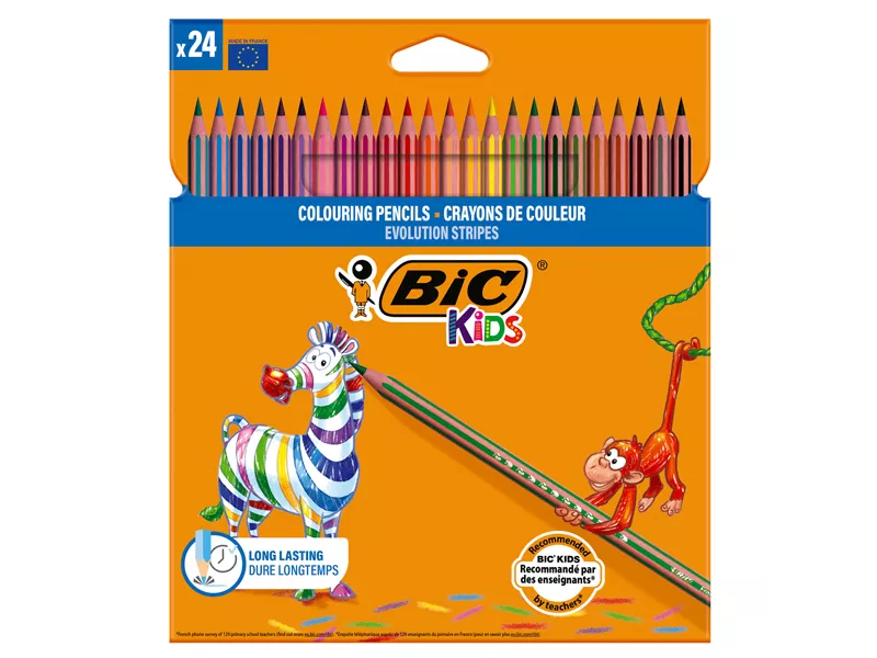 Matite Colorate Evolution Stripes Bic - 9505251 (Assortiti Conf. 24)