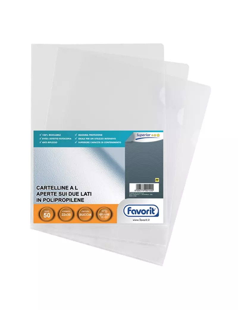 Cartellina a L Pratic Favorit - 22x30 cm - Superior Goffrata - 100460050 (Trasparente Conf. 50) Cartellina a L Pratic Favorit - 22x30 cm - Superior Goffrata - 100460050 (Trasparente Conf. 50)