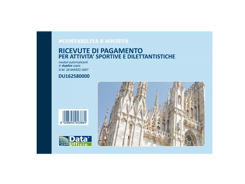 Blocco Ricevute Pagamento per Attività Sportive Data Ufficio - 50/50 Copie Autoricalcanti - 11,5x16,5 cm - DU162580000