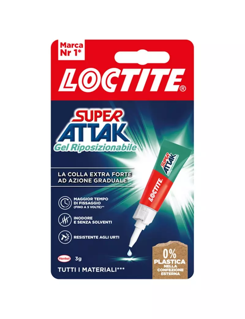 Colla Super Attak Gel Riposizionabile Loctite - 3 g - 2972228 Colla Super Attak Gel Riposizionabile Loctite - 3 g - 2972228