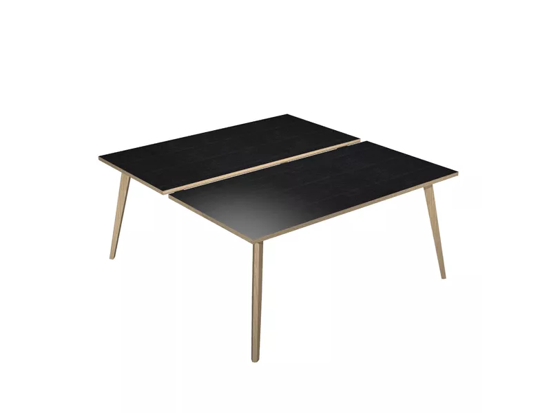 Scrivania a 2 Postazioni Contrapposte Woody Artexport - 120x166 cm - 6404B-DKA-8C (Rovere e Nero Venato)
