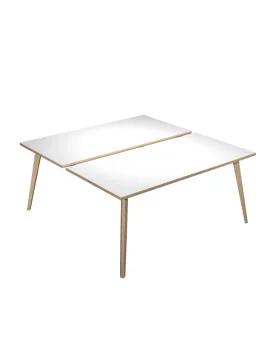 Scrivania a 2 Postazioni Contrapposte Woody Artexport - 140x166 cm - 6402B-DKA-3C (Rovere e Bianco)