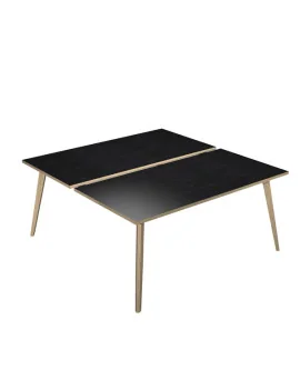 Scrivania a 2 Postazioni Contrapposte Woody Artexport - 140x166 cm - 6402B-DKA-8C (Rovere e Nero Venato)