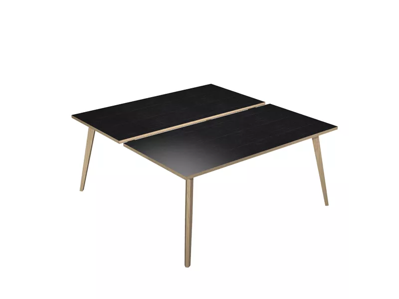Scrivania a 2 Postazioni Contrapposte Woody Artexport - 140x166 cm - 6402B-DKA-8C (Rovere e Nero Venato)