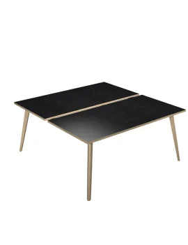 Scrivania a 2 Postazioni Contrapposte Woody Artexport - 180x166 cm - 6405B-DKA-8C (Rovere e Nero Venato)