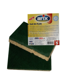 Spugna Cell 80 Plus Arix - Abrasiva e Antibatterica - 11575 (Verde Conf. 5)