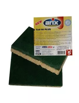 Spugna Cell 80 Plus Arix - Abrasiva e Antibatterica - 11575 (Verde Conf. 5)