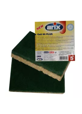 Spugna Cell 80 Plus Arix - Abrasiva e Antibatterica - 11575 (Verde Conf. 5)