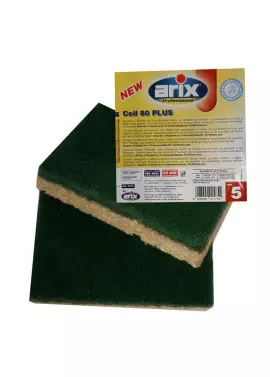 Spugna Cell 80 Plus Arix - Abrasiva e Antibatterica - 11575 (Verde Conf. 5)