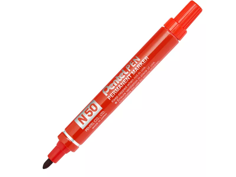 Marcatore Permanente N50 Pentel - Punta Tonda - 4,3 mm - N50-B (Rosso)
