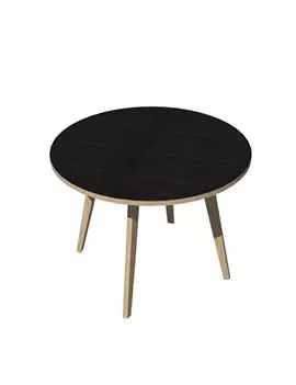 Tavolo Riunioni Woody Artexport - Rotondo - Diametro 100 cm - 6410-DKA-8C (Rovere e Nero Venato)