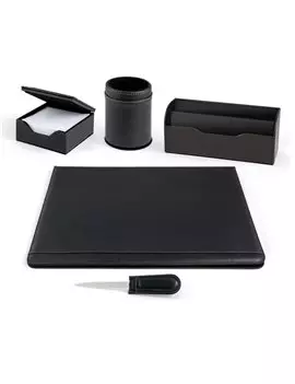 Servizio Scrittoio William City Time - Ecopelle - 5 Accessori - 60451 (Nero)