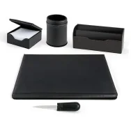 Servizio Scrittoio William City Time - Ecopelle - 5 Accessori - 60451 (Nero)