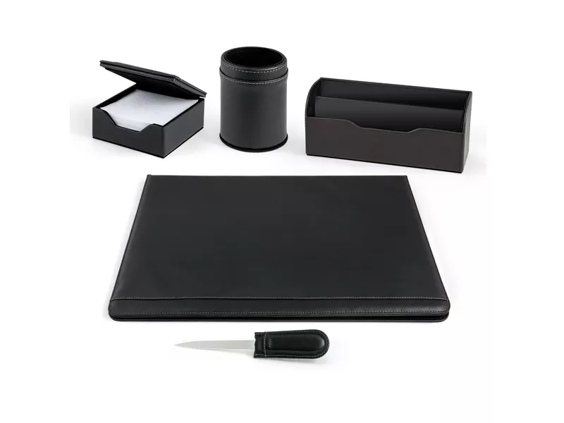 Servizio Scrittoio William City Time - Ecopelle - 5 Accessori - 60451 (Nero)