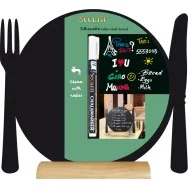 Lavagna da Tavolo Silhouette Securit - 24x25 cm - Piatto con Posate - FBT-PLAT (Nero)